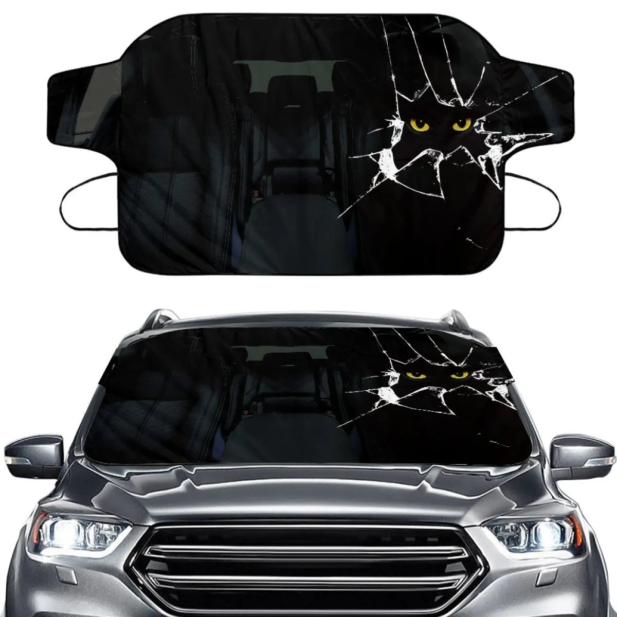 Car front gear snow protection cover with aluminium film foam polyester fabric measuring 130x70cm
