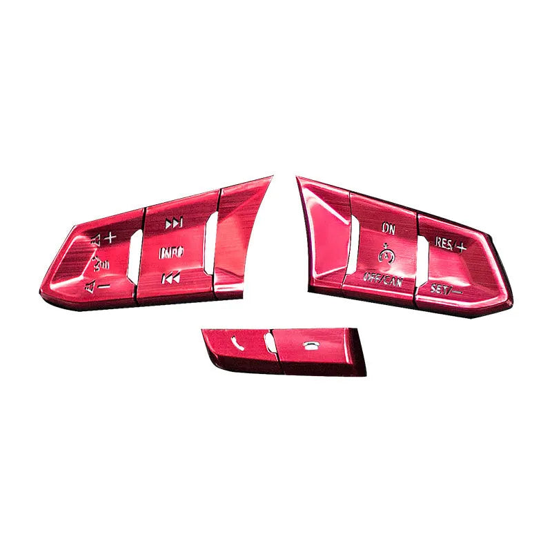 Atz aluminium alloy transparent steering wheel button decorative stickers in brushed red silver and blue for Mazda and Honda cars