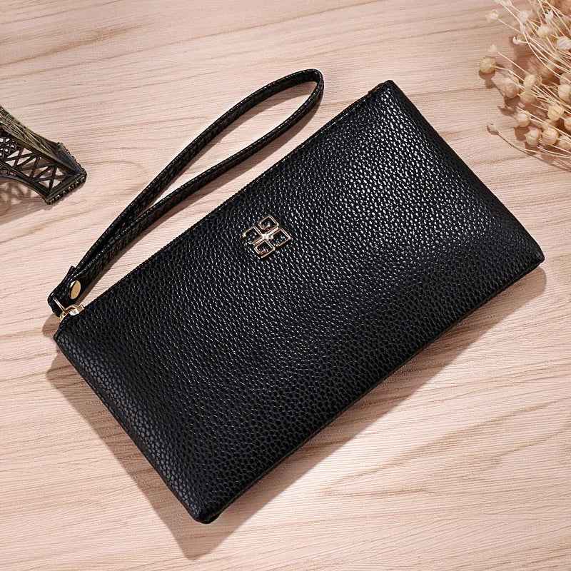 55cm long PU leather zipper handbag wallet in multiple colour options