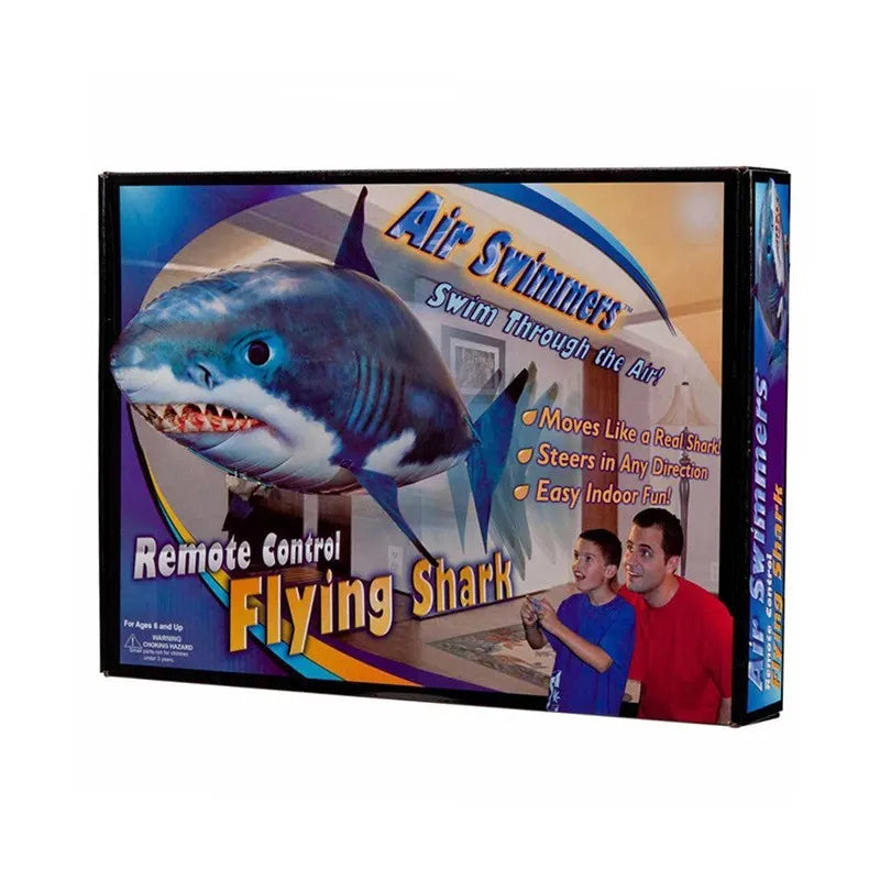 Remote control shark inflatable balloon with infrared controller showing 57-inch length