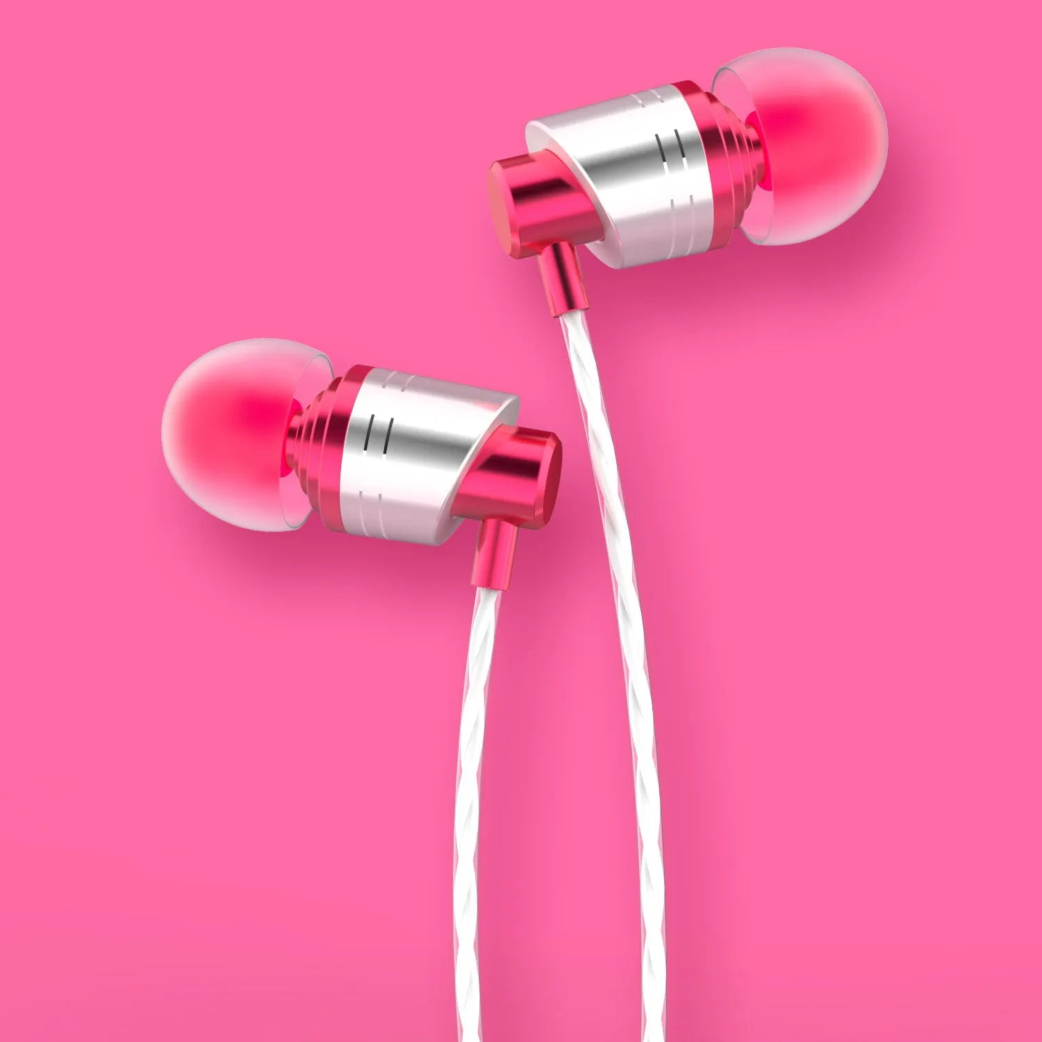 Black wired in-ear headphones with microphone on cable and 3.5mm plug