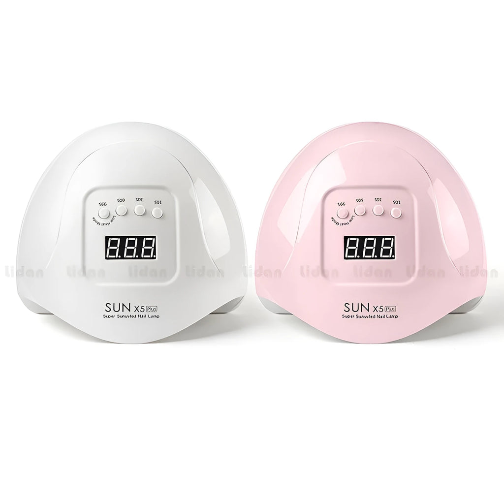 Quick dry nail phototherapy machine, dual UV light 365+405nm, auto induction, pink ABS plastic, 22x21.5x10cm