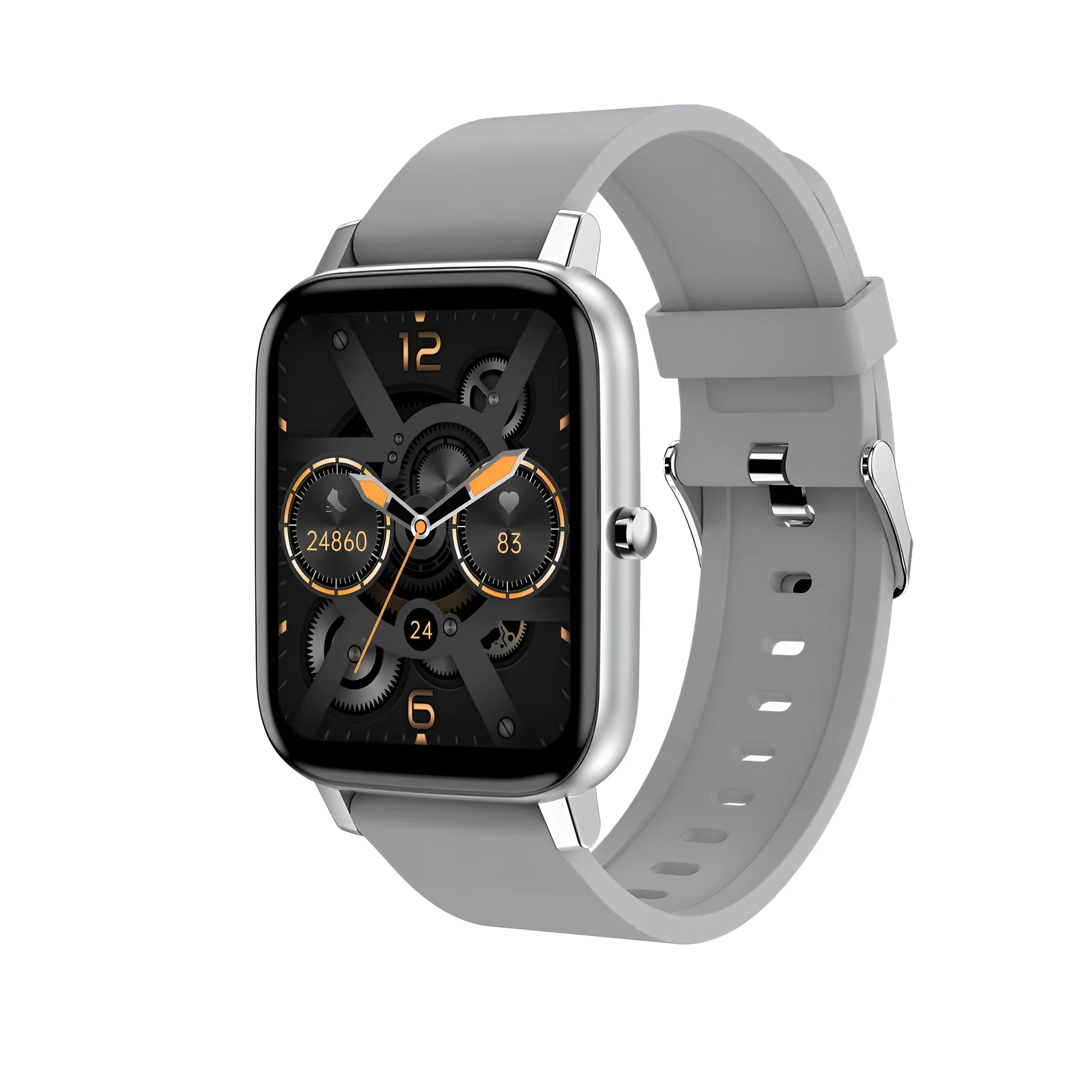 H80 black sports smart watch with silicone strap showing heart rate graph on touch screen