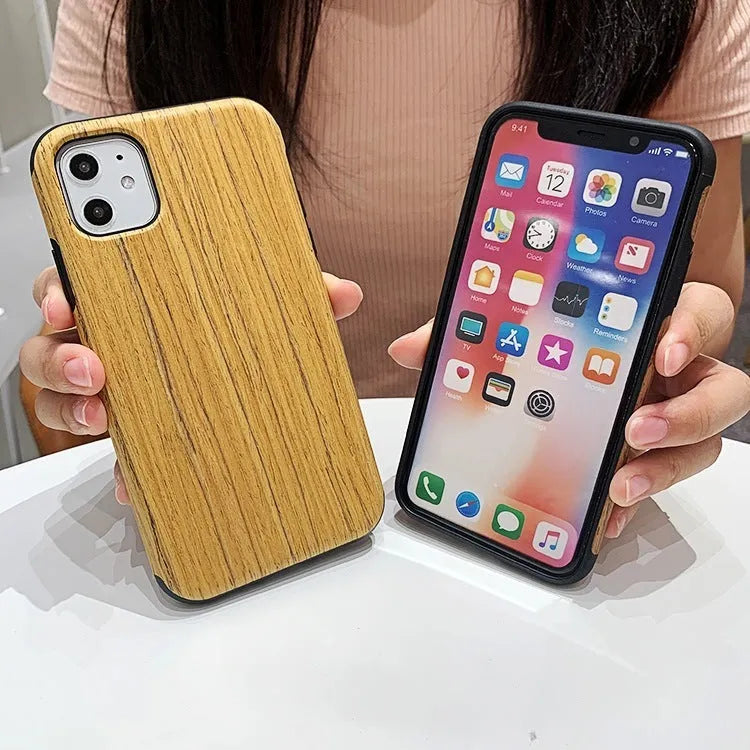Natural wood or bamboo iPhone back cover case in rosewood colour for iPhone 11.