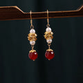 Vintage geometric alloy earrings with electroplated antique finish