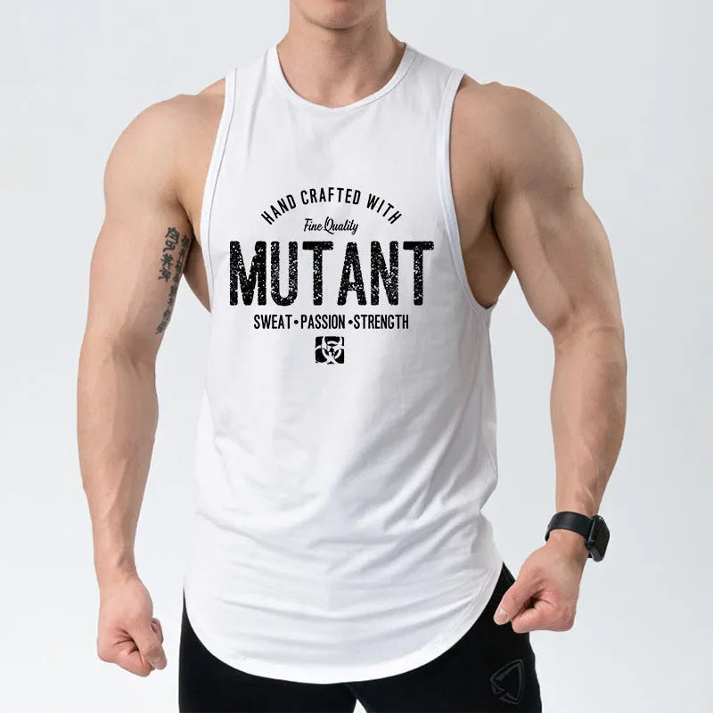 Man's loose-fit sleeveless training waistcoat in a colour variant, shown on a size mannequin.