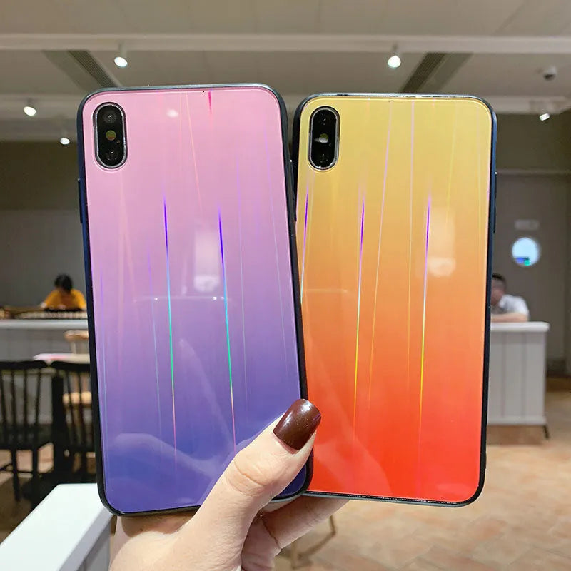 Gradient glass phone case with starry sky design back cover for Huawei models