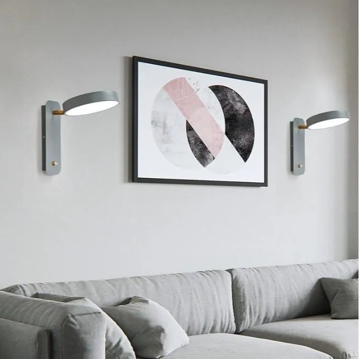 Nordic rotatable iron bedside lamp 26x25cm in gray finish