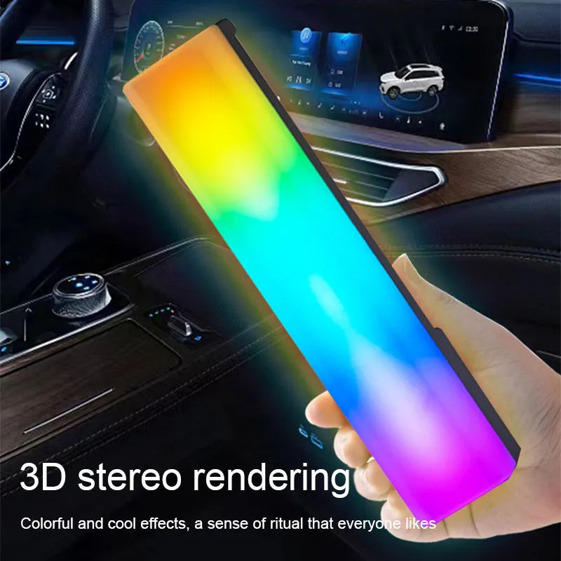 3D RGB table top ambiance lamp with voice-activated rhythm lighting in white or black shell