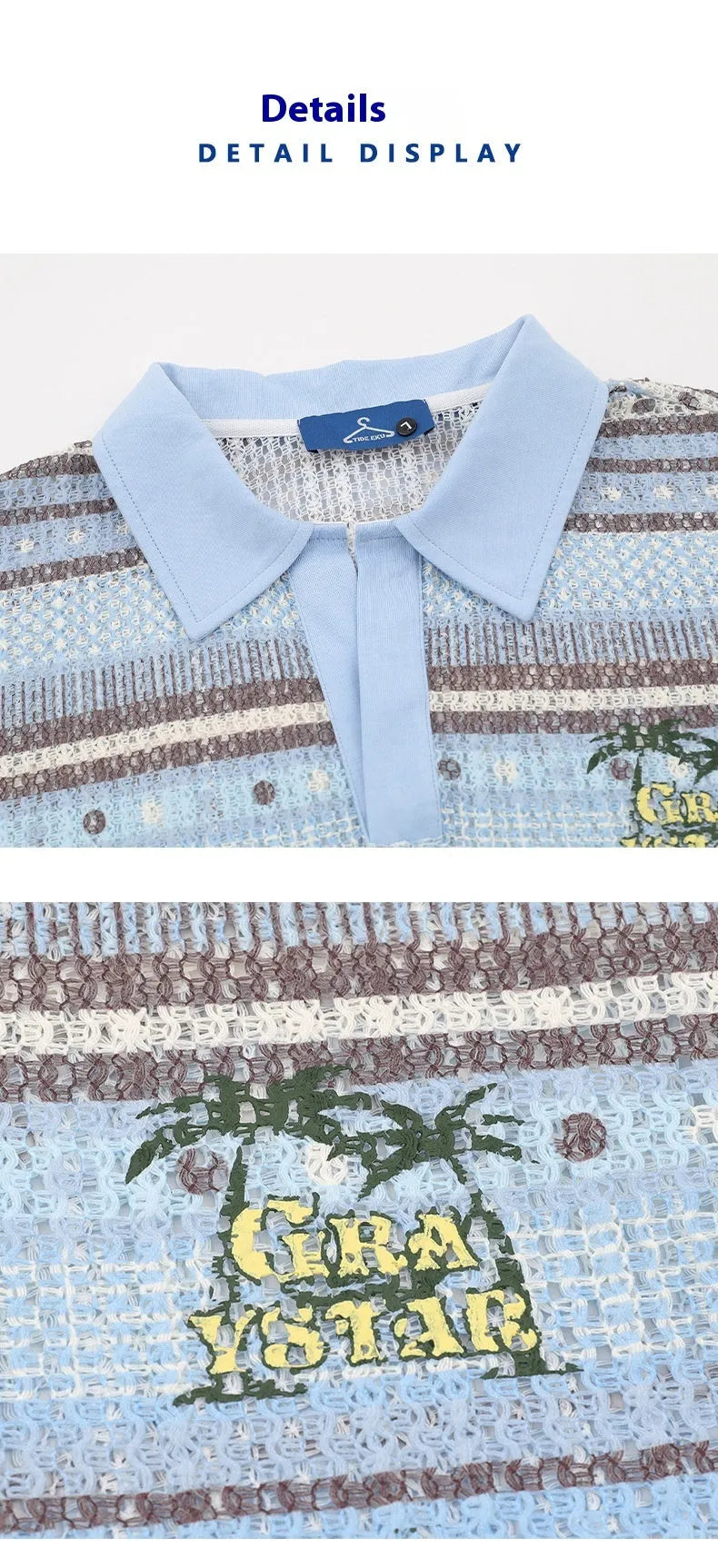 Men's loose fit printed short sleeve shirt in yellow or blue with Asian sizing