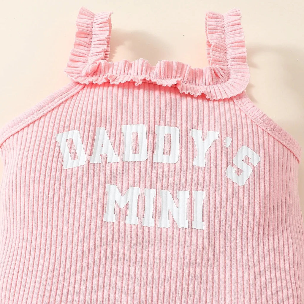 Girls summer romper three-piece set in LB345 pink with sleeveless hoodie and shorts on white background