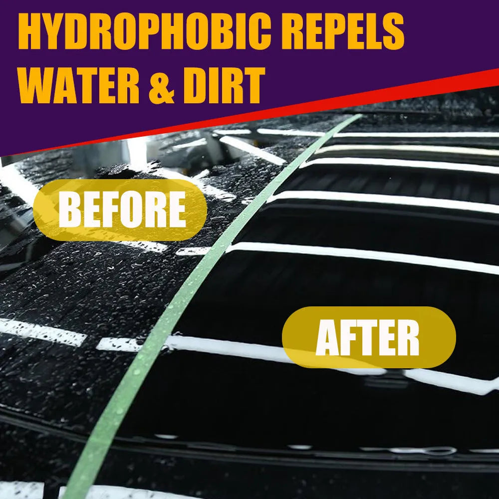Purple automotive nano coating spray bottle for car maintenance in hand spray format