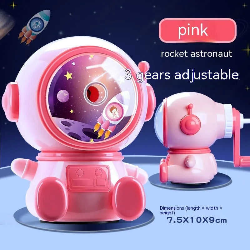 Astronaut cartoon pencil sharpener manual adjustable three-level anti-jamming mechanism