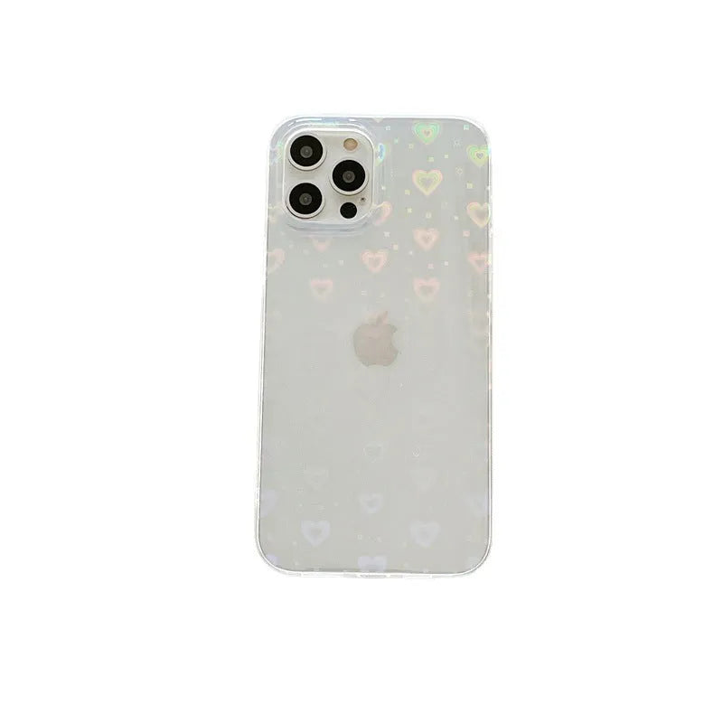 Transparent silicone iPhone case with laser colourful love pattern for iPhone models