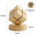 Creative fourth-order Rubik's Cube geometric stereo night lamp with rubber wood shade on bedside table