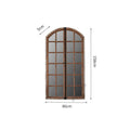 Terrace distressed fake window wall mirror with log colour finish and wooden glass construction