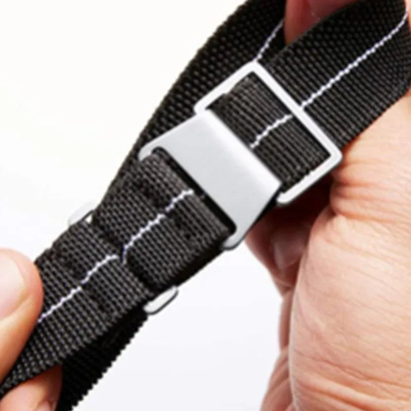 Nylon parachute watchband in green, blue, and black with silver buckle, 18mm 20mm 22mm widths