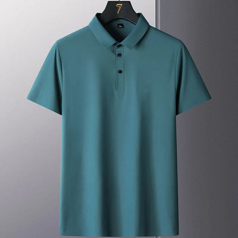 Men's non-ironing solid colour short sleeve business casual shirt in nylon fabric