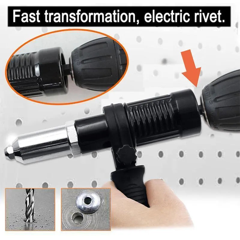 Alloy steel electric drill rivet gun adapter with four rivet heads and handle