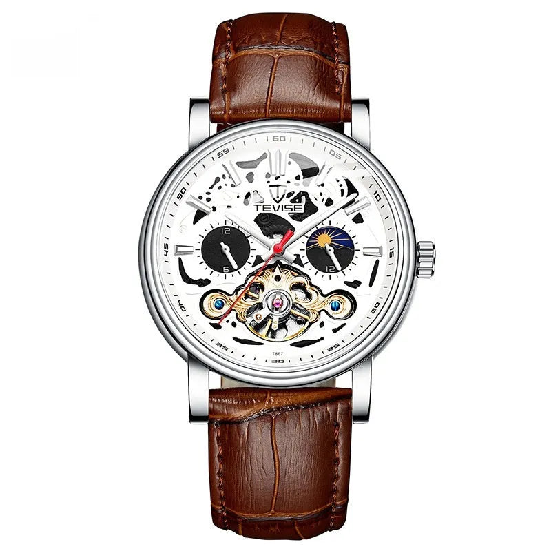 Men's mechanical tourbillon watch with luminous hands on waterproof 16.5mm case
