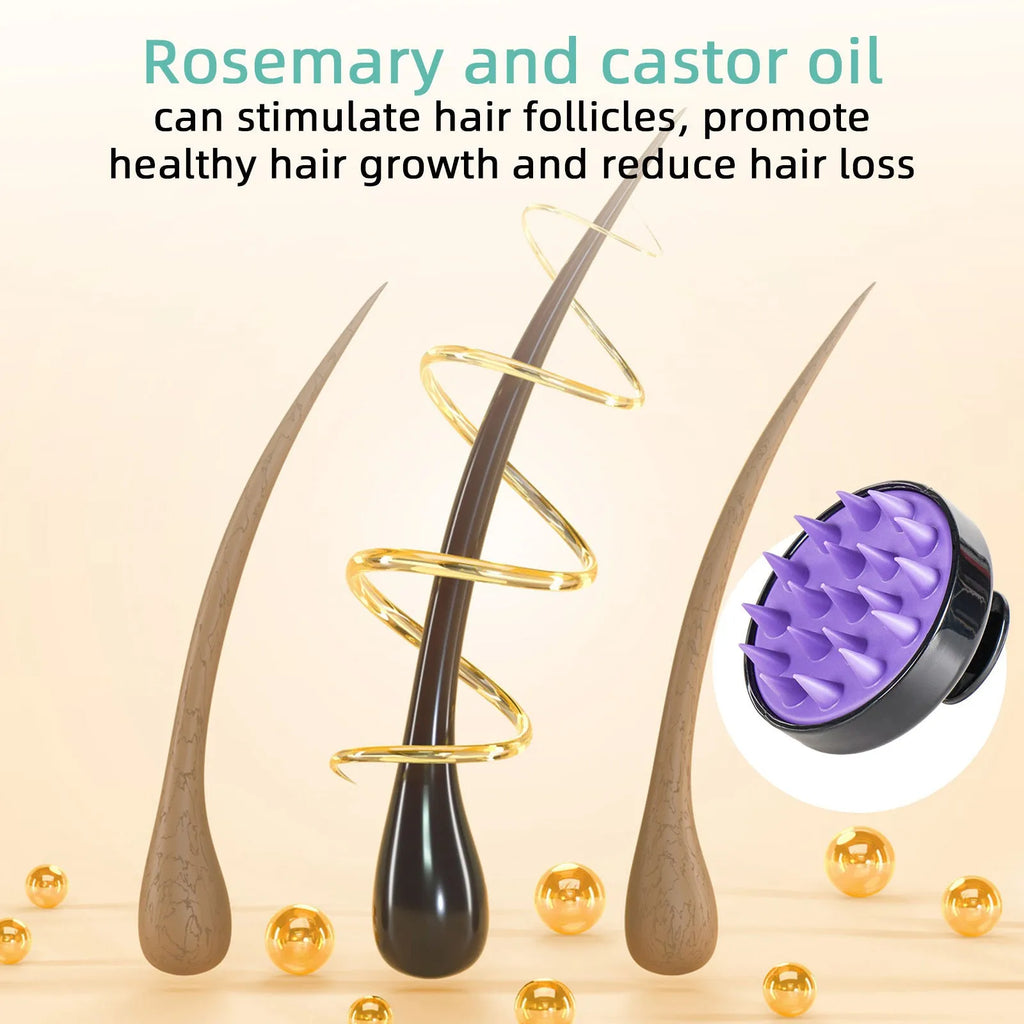 118ml bright yellow hair treatment oil bottle with massage brush applicator for hair strength care