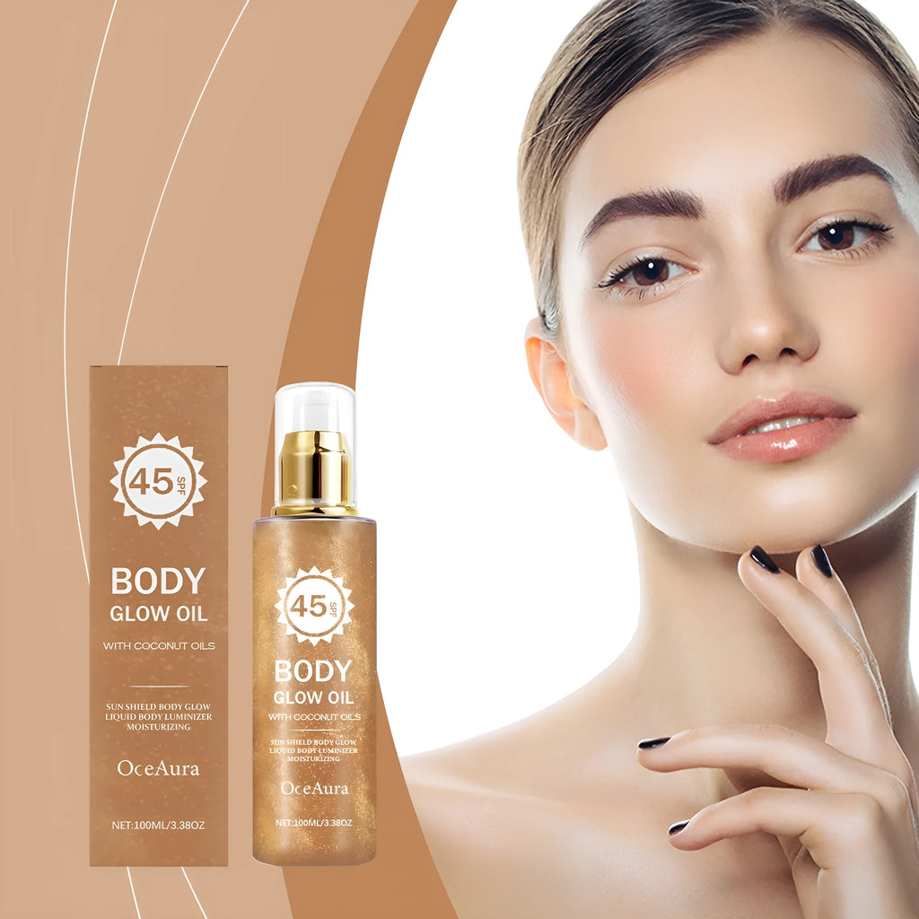 Coconut sparkling sunscreen oil 100ml bottle with UV protection and vitamin E