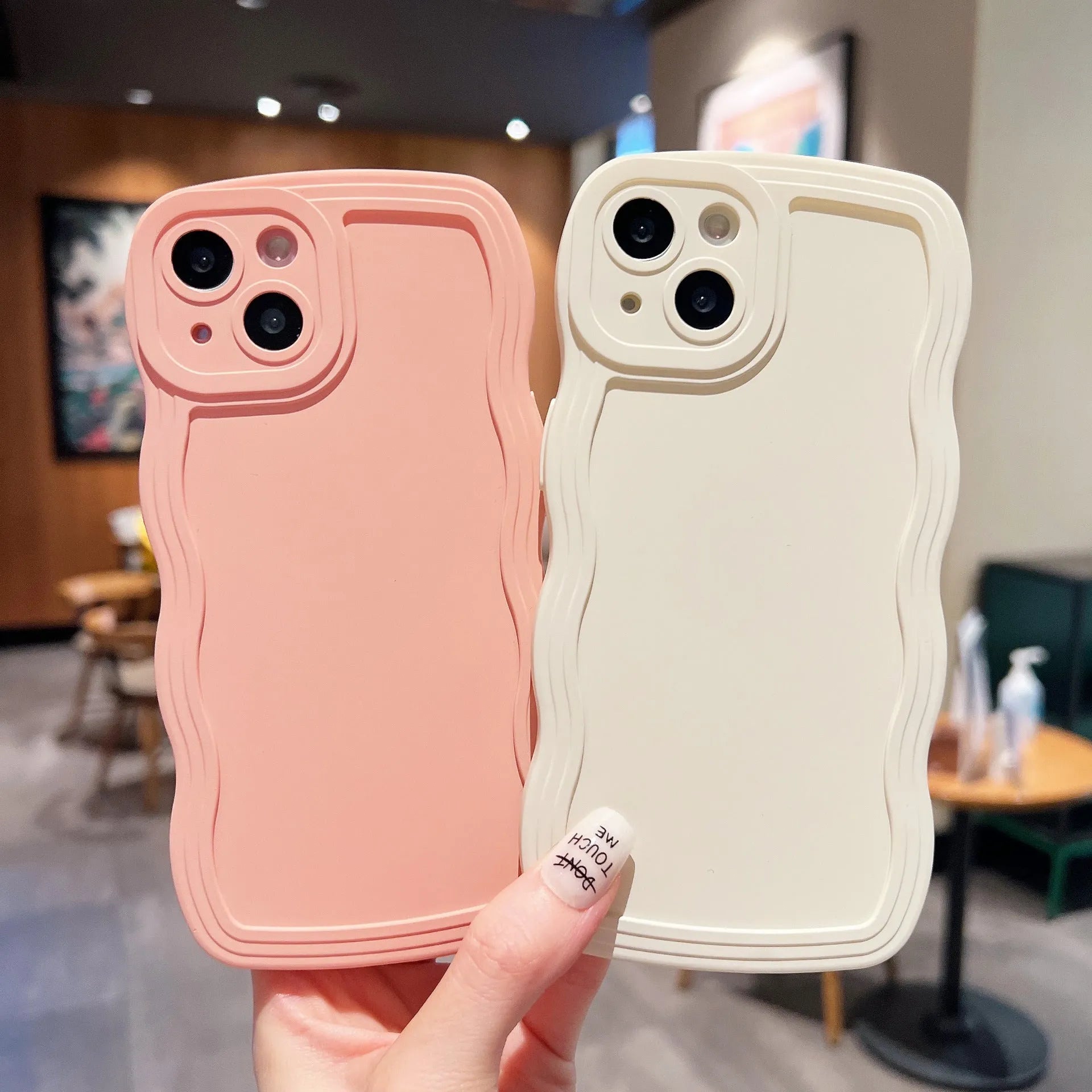 Big Wave Simple Anti-fall silicone phone case in solid colour for Apple iPhone, rear view showing camera cutout