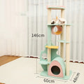 Large cat scratching post climbing frame with sisal column and soft velvet fabric in multiple sizes for rest and paw grinding