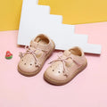 Infant toddler soft sole girls shoes in black microfiber leather, breathable design, side view