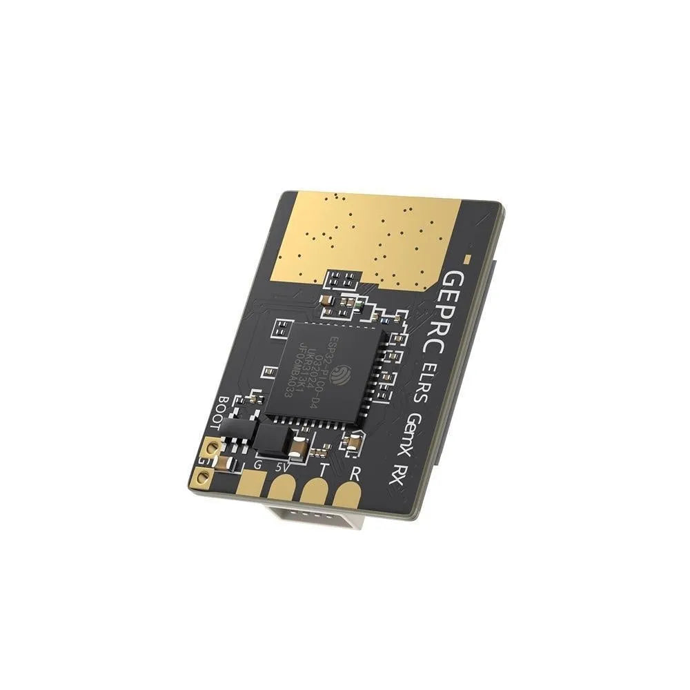 ELRS dual-frequency FPV drone receiver with two T-shaped antennas and installation accessories.