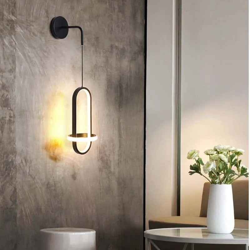 Nordic wall lamp with iron shade in gold finish for bedroom bedside accent lighting