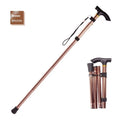 Aluminium folding walking cane extended to show height adjustment with non-slip handle