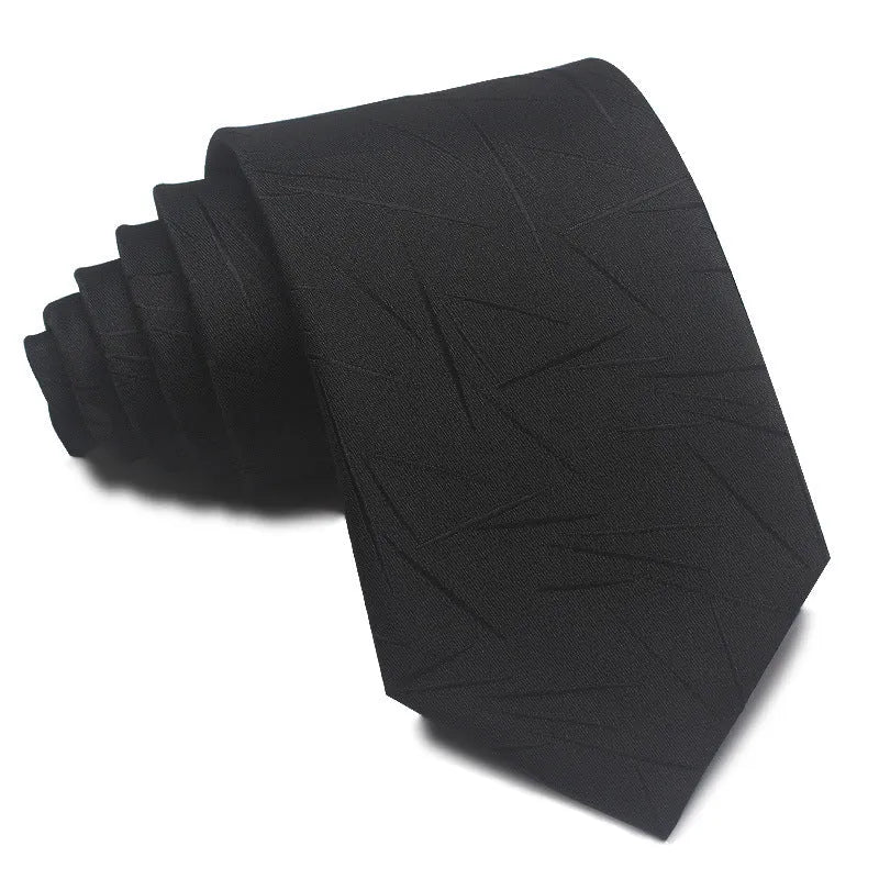 8cm wide red black and blue striped polyester jacquard business tie for men