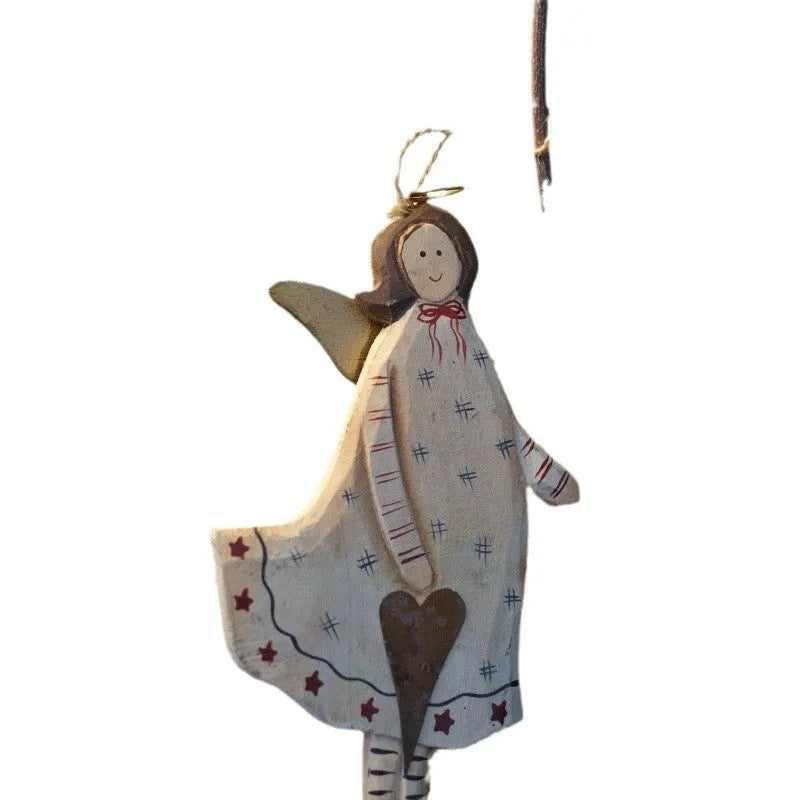 Hand-painted carved wooden love heart pendant door plate in American country style