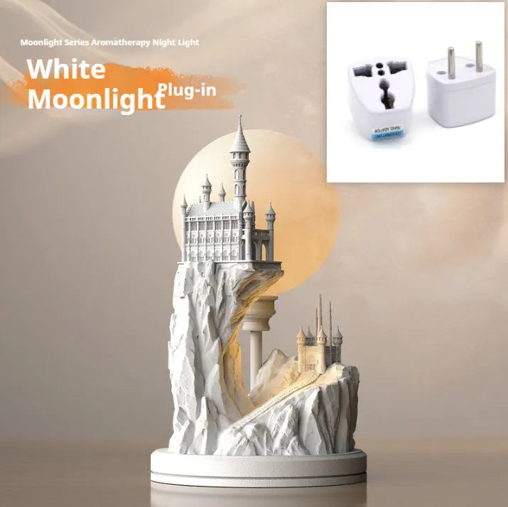 White composite gypsum table lamp with plug-in cord and wire control switch