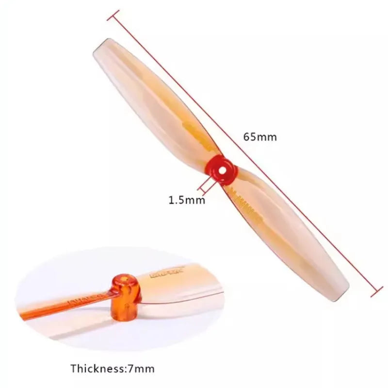 65mm two-blade PC plastic racing propeller set with positive and reverse rotation, 8 pieces