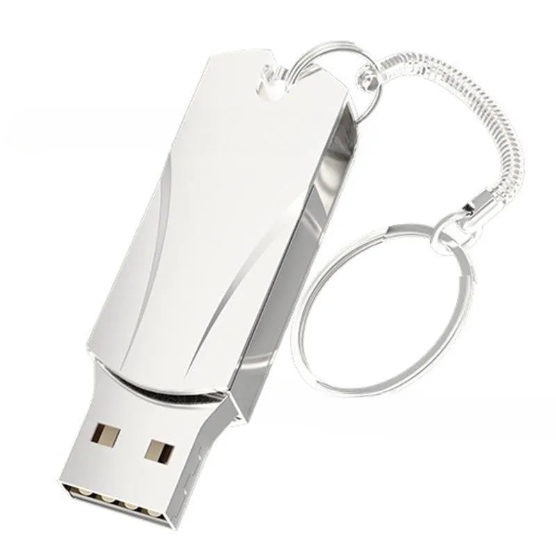 Large capacity USB metal expansion disk flash drive in silver with rotating connector