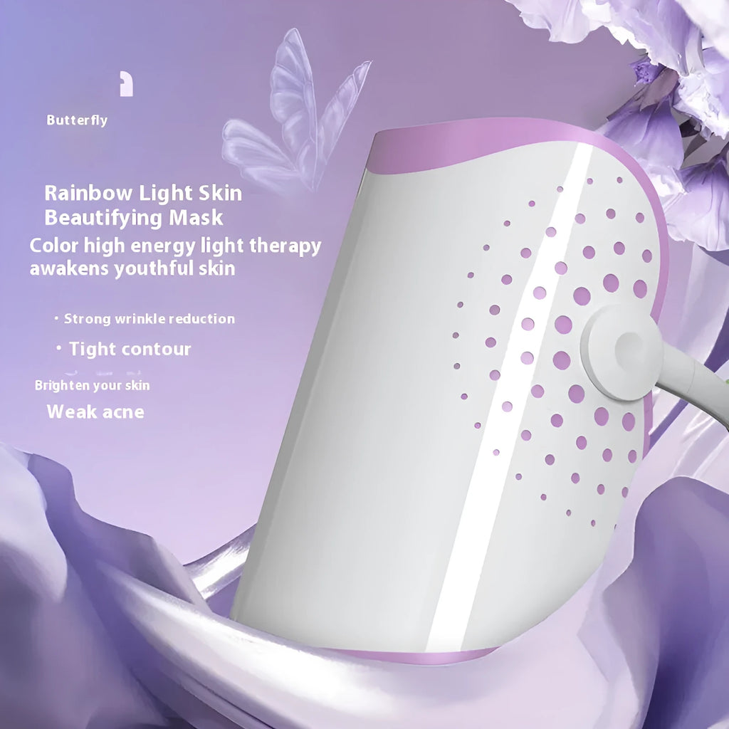 White and purple photon beauty mask IPL device for home facial light therapy.