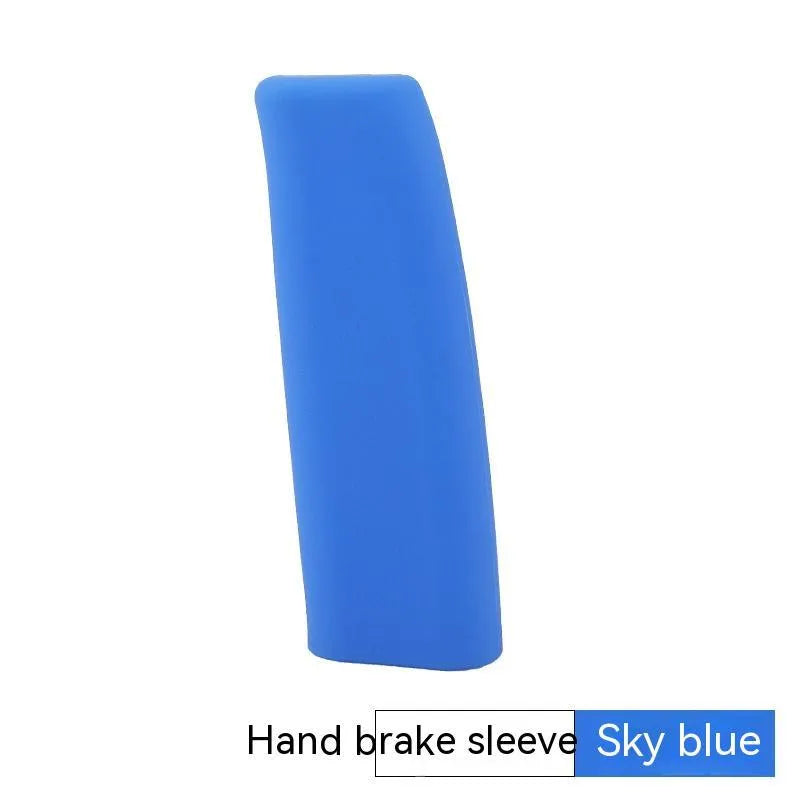 Silicone car handbrake sleeve in five colours showing 12cm universal length