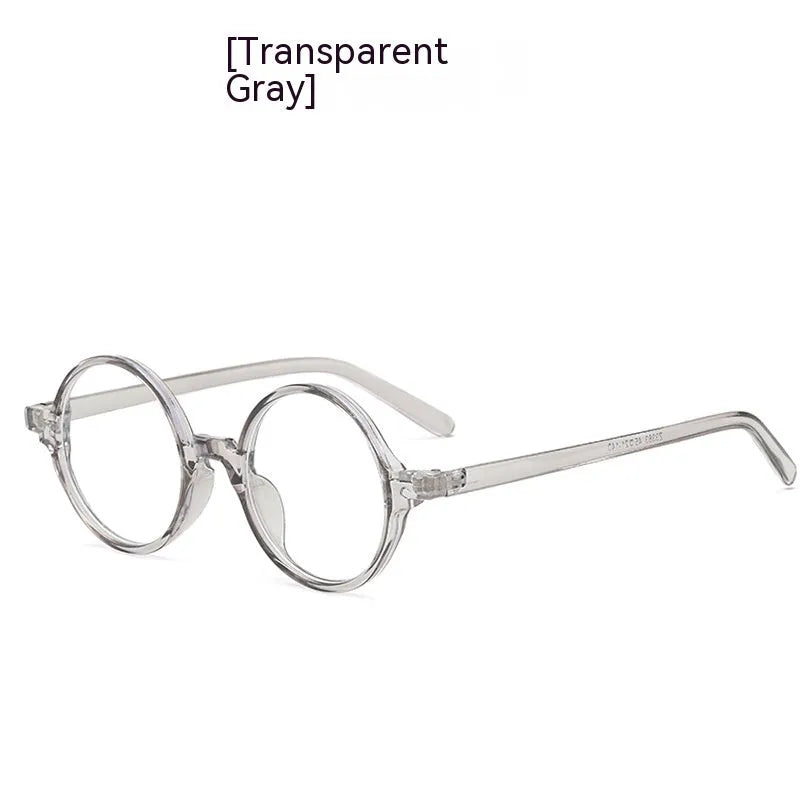 Retro round fashion glasses with no diopters in four colour options on white background