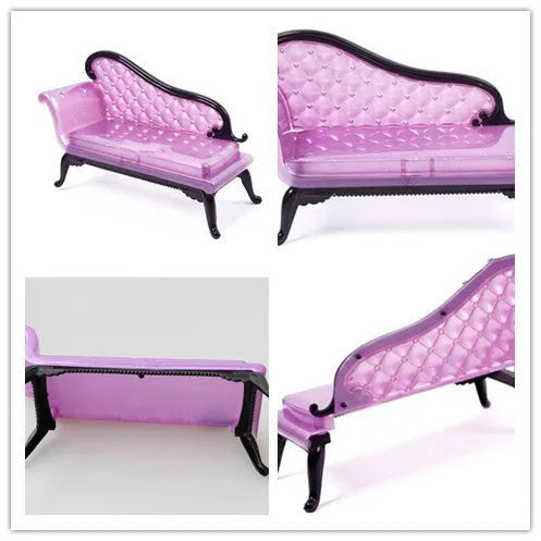 Plastic doll sofa for dollhouse furniture, non-toxic, lightweight, single piece in carton packaging