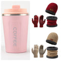 Men's winter knitted scarf, hat, and gloves three-piece set in fleece-lined polyester fibre, available in multiple colours
