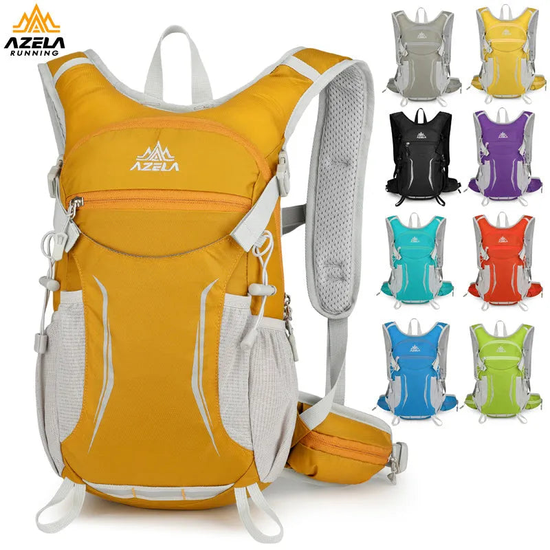 AZELA lightweight hydration backpack with breathable mesh and multiple compartments in black for outdoor sports