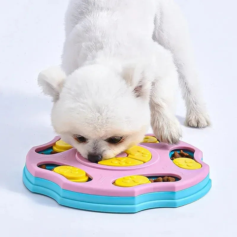 Blue interactive dog puzzle food feeder toy for aggressive chewers with food compartments