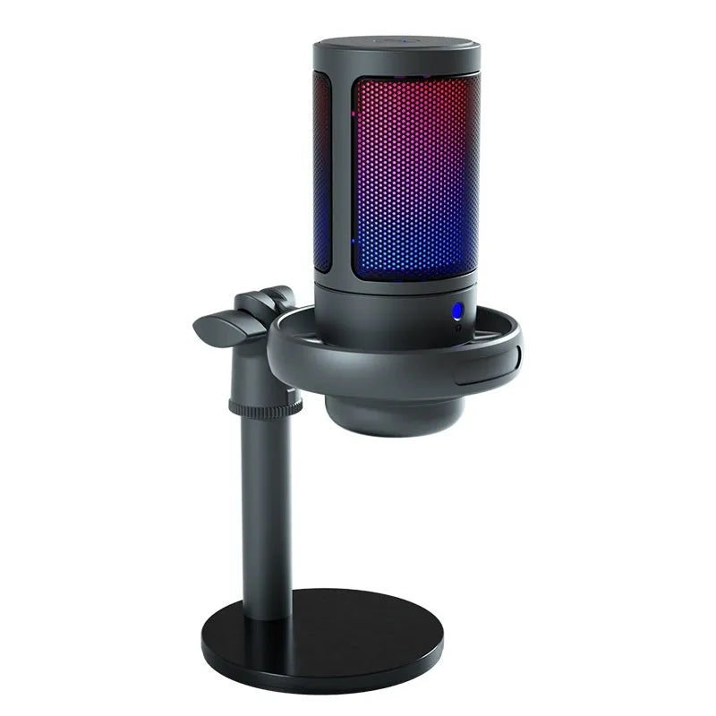RGB condenser USB microphone for streaming in black, white or pink with 150cm cable