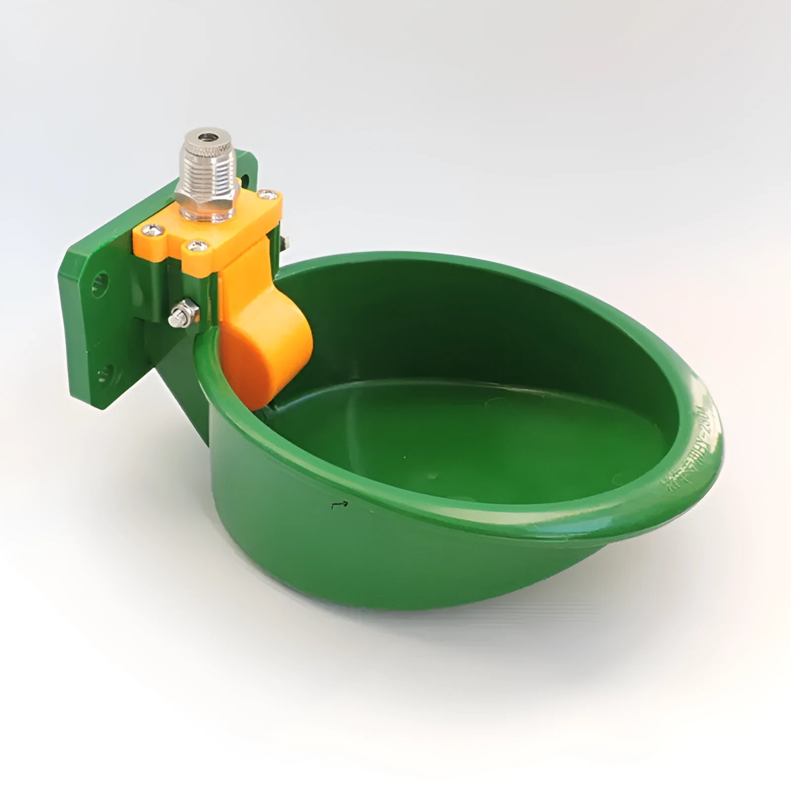 Green plastic sheep drinking bowl with automatic water nozzle for farm use