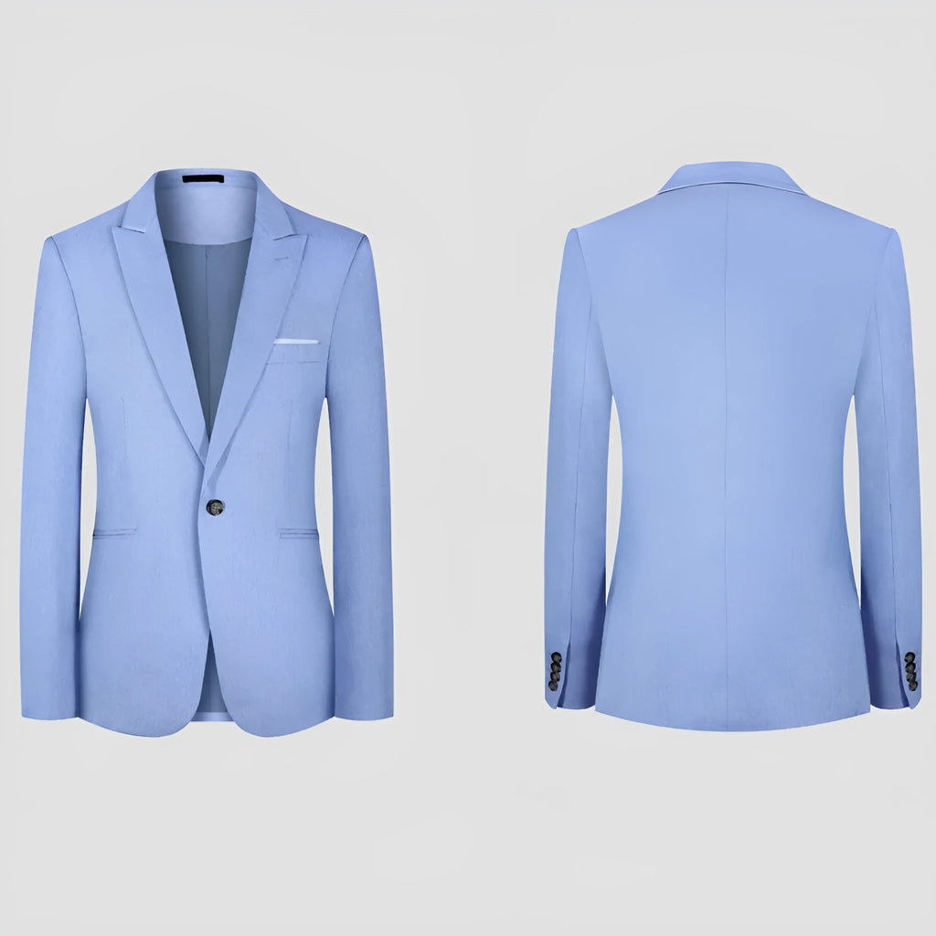 Men's western style casual suit two-piece set in pink or light blue with Asian sizing