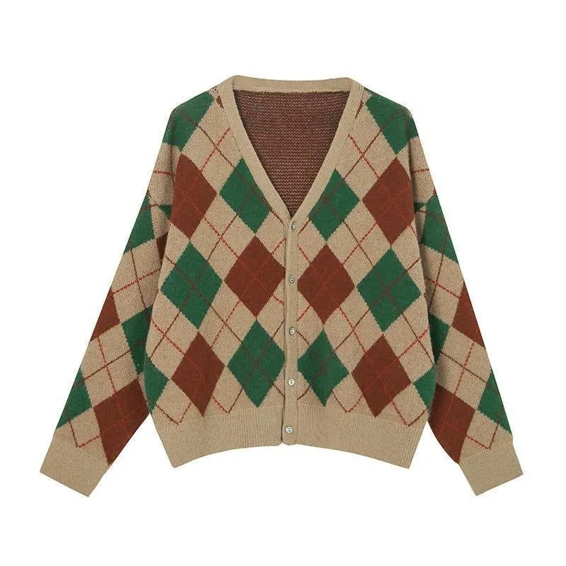 Casual knitted cardigan in acrylic fabric shown in a macaron colour palette on a hanger.