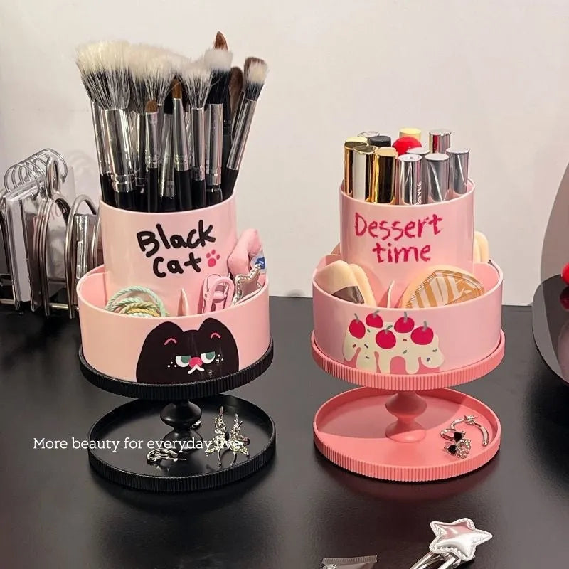 Japanese style rotating cosmetic brush storage barrel in beige colour with 18 litre capacity.