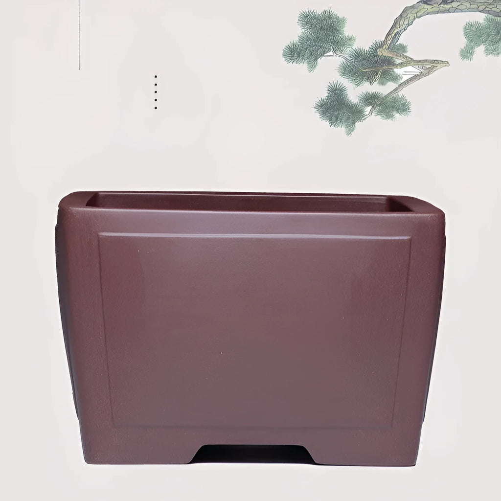 Square purple clay bonsai pot in classical style for succulent plants